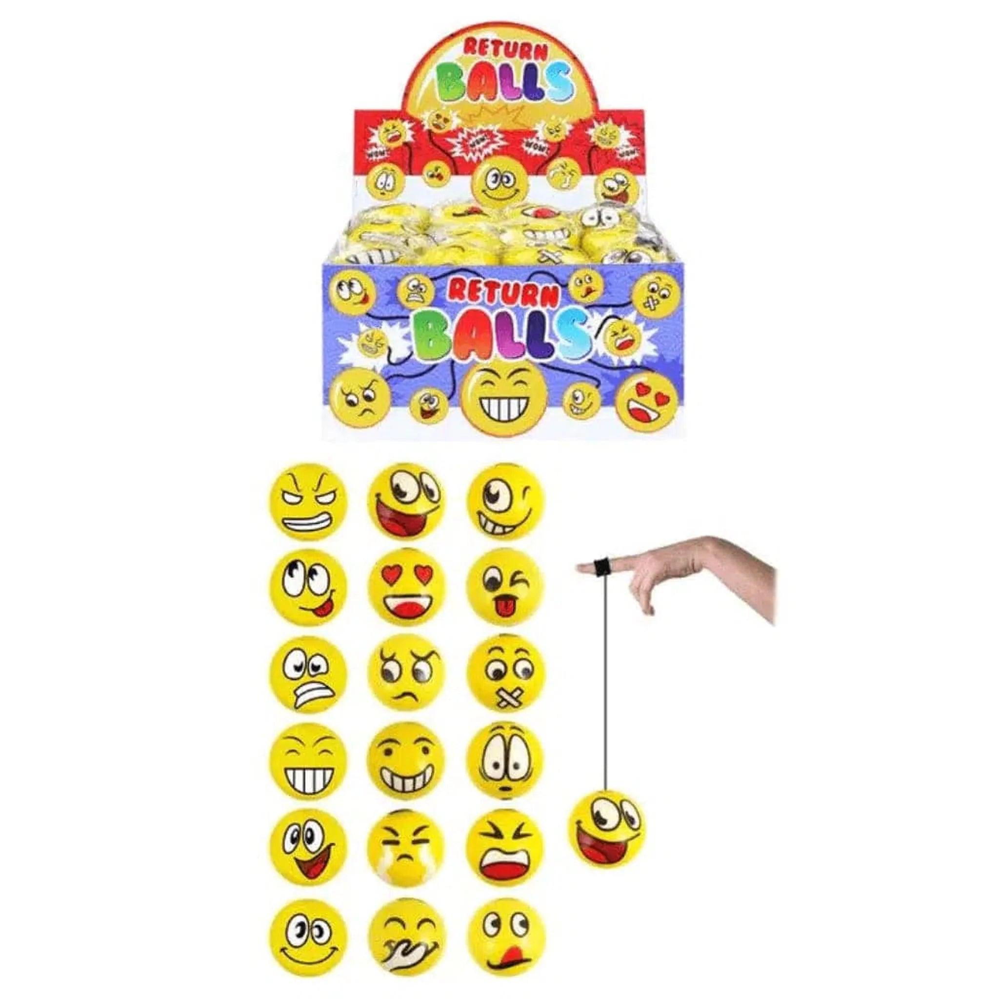 Smiley Face Return Balls (6cm) - PoundToys